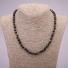 Necklace of Natural Stone - Silver Obsidian Smooth Bead, diameter 6±mm, length 45cm +