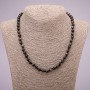 Necklace of Natural Stone - Silver Obsidian Smooth Bead, diameter 6±mm, length 45cm +