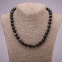 Necklace made of natural stone: Silver Obsidian smooth bead, diameter 10 (+-) mm, length 45 cm