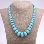 Necklace Beads Turquoise Disk Enlarging, diameter 8-20 (+-)mm, length 48cm