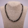 Necklace made of natural stone Silver Obsidian smooth bead, diameter 8(±)mm, length 45cm +