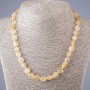 Necklace made of rutilated quartz Hairy Quartz gold "tumbled" coin, length 47 cm, bead diameter 5-10 mm