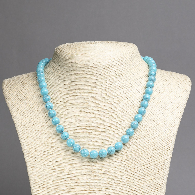 Necklace 'Turquoise' (customer-made) smooth beads, 8mm diameter, 45cm+ length