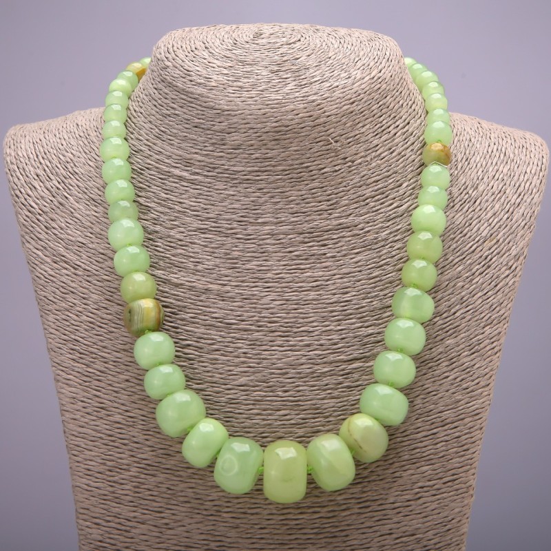 Onyx Bead Necklace, smooth rondelle with graduated sizes, diameter 8x6-20x13mm, length 52cm