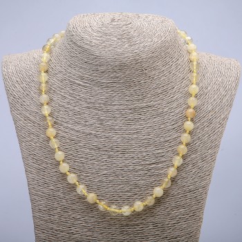 Citrine Bead Necklace, smooth round beads 8mm, length 45cm +