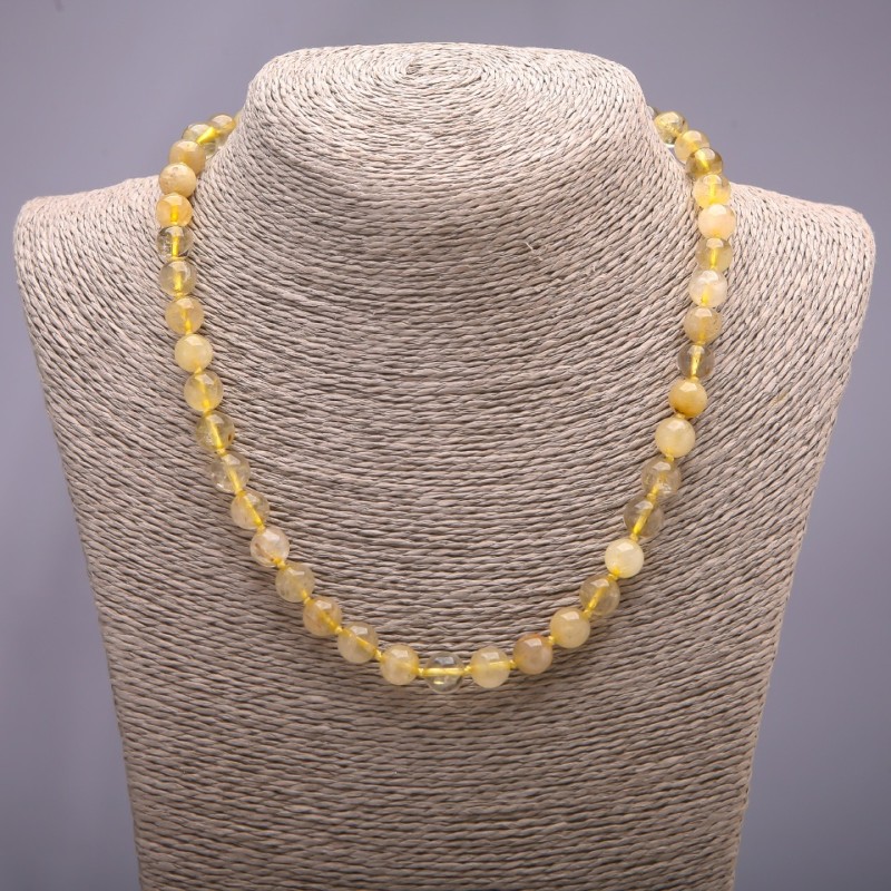 Hairy Quartz Beads Necklace 10mm Round Beads, 48cm Length