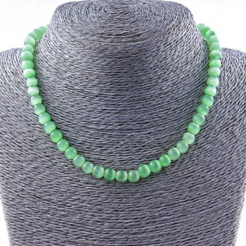 Cat's Eye bead sphere 8mm green, length 40cm