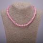 Cat's Eye Necklace Pink Smooth Bead, diameter 8(±)mm, length 42cm