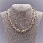 Necklace made from natural gemstone Hairy Golden Quartz with a butterfly ornament, 8mm diameter, 47cm length