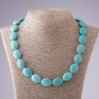 Necklace Turquoise green with veins oval, length 53cm, diameter 15x20mm