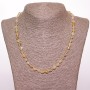 Necklace of Rutilated Quartz "Hairy" Oval Bead with Galute? "White Gold" diameter 6mm (±), length 50cm