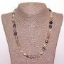 Necklace of Rutile Quartz "Hairy" flat faceted 8–10 mm beads, length 50 cm