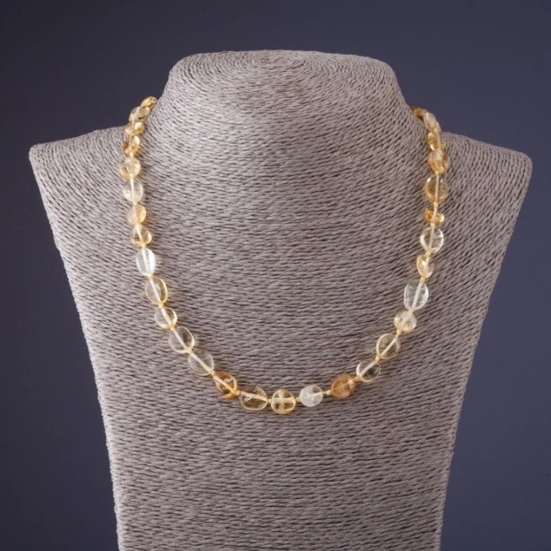 Citrine Necklace (bead) tumbled, diameter 8×10(mm ±), length 45cm