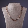 Necklace beads Quartz Hairy (Chocolate) cabbed oval, diameter 8-10mm, length 45cm