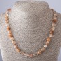 Natural stone Hairy Quartz necklace, golden 'faceted' beads, length 49cm, diameter 7-11(±)mm