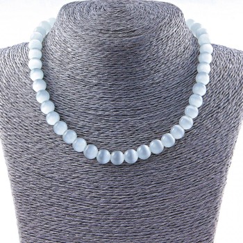 Cat's Eye Bead Ball 10mm in Grey, 40cm Length