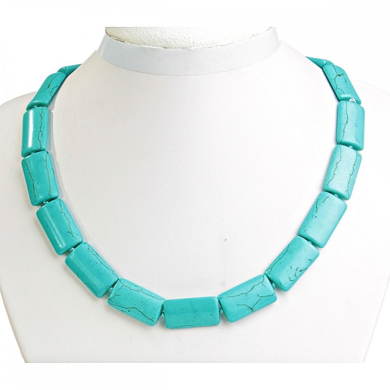 Turquoise Beads with Veins Rectangular 15×25mm, length 48cm