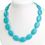 Blue Turquoise Necklace Oval 18×24mm, 46 cm length