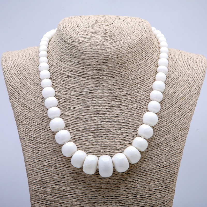 White Agate Beads (faceted) smooth rondelle, increasing from 8x6 to 20x13mm, length 45cm+