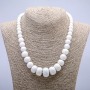 White Agate Beads (faceted) smooth rondelle, increasing from 8x6 to 20x13mm, length 45cm+