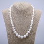 Agate Beads White (faceted) smooth ball on adjustable from 6 to 14mm, length 45cm+