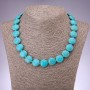 Turquoise Necklaces with veining Beads Coin 17.5mm, length 45cm