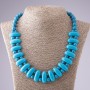 Cleopatra Necklace Turquoise Blue Bead Chain 10×25 mm and 10 mm Round Bead L50cm