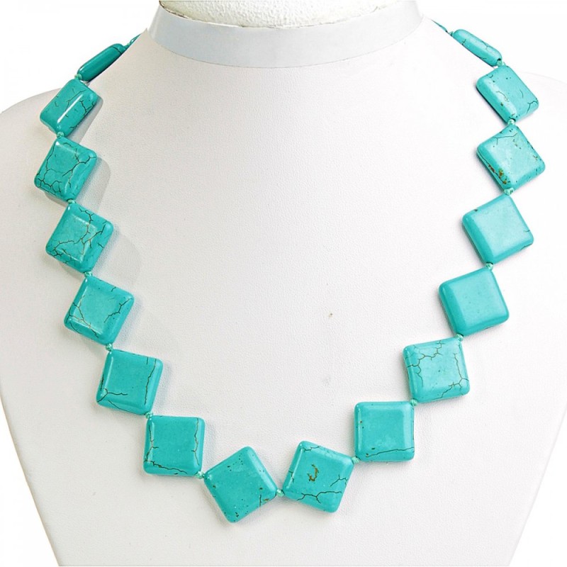 Turquoise Beads with Veins Diamond Shape 18x18mm, 45cm Length