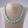 Turquoise Necklace green with veins oval, length 50cm, 13×17mm diameter