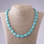 Necklace Turquoise green with veining oval, length 50cm, diameter 11×15mm