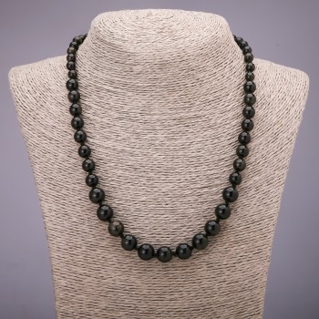 Natural Stone Necklace Sunstone Obsidian Smooth Bead Necklace, diameter 6-10mm, length 50cm