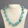 Necklace of natural turquoise stone (pressed) green natural form, length 50cm, bead size 28×20mm (+-)