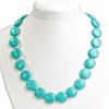 Turquoise necklace with veining (single piece) coin 20 mm, length 49 cm