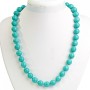 Necklace Green Turquoise with Veins, 12mm Beads, 46 cm long