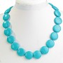 Blue Turquoise Bead Necklace (single) Coin 20mm, length 46cm