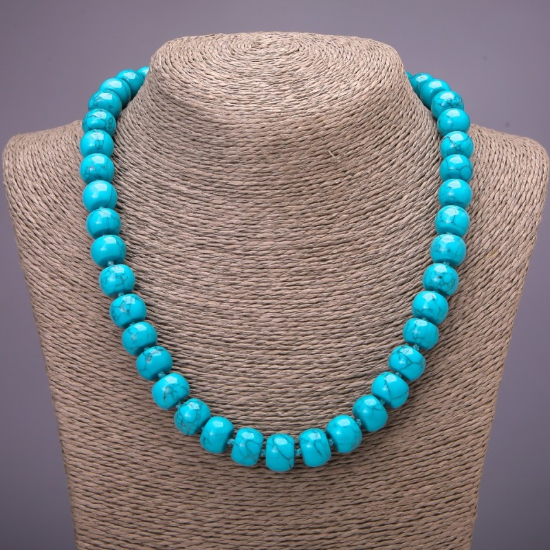 Turquoise Beads Smooth Rondelle, diameter 12×9(±)mm, length 45cm