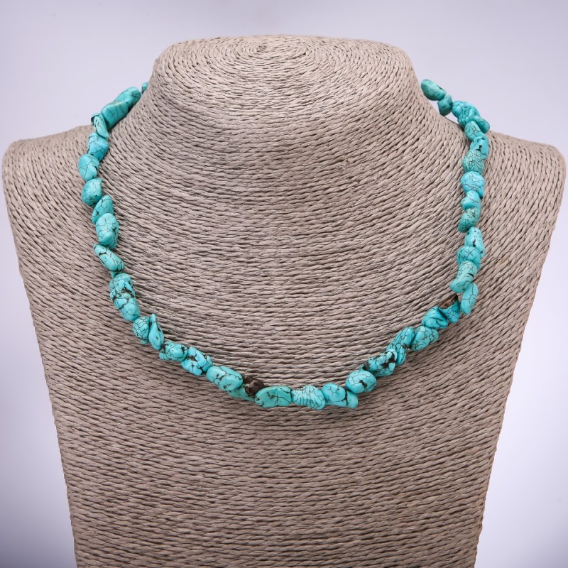 Necklace "Turquoise" (howlite) beads, faceted, diameter 8×10± mm, length 45 cm