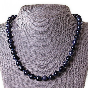 Necklace Aventurine (synthetic) Blue Sand Night of Cairo, smooth 8mm beads, length ±45cm
