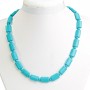 Blue Turquoise Necklace with Rectangular Beads 10×15mm and Rounds, 49cm