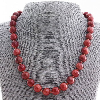 Aventurine Beads (Synthetic) "Golden Sand", faceted ball 12 mm, length 48 cm