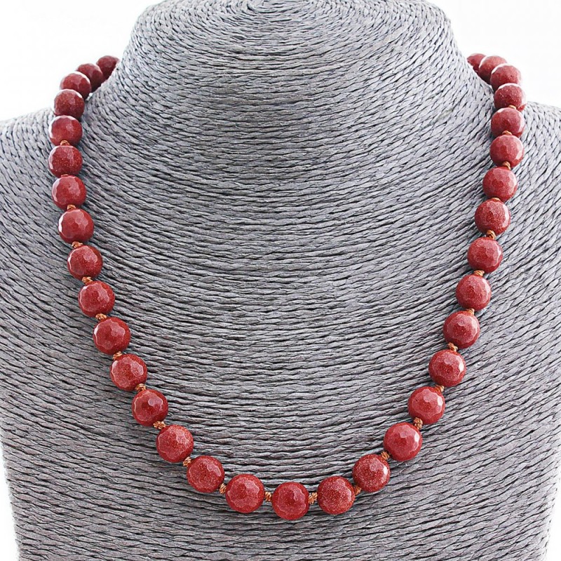 Necklace Aventurine (synthetic) "Golden Sand", faceted bead 10mm, length 50cm
