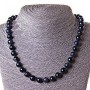 Necklace Aventurine (Synthetic) Blue Sand Cairo Night, smooth beads 10mm, length ±45cm