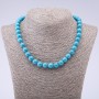 Turquoise bead necklace (raw) blue with veins glossy ball, diameter 10mm, length 45cm