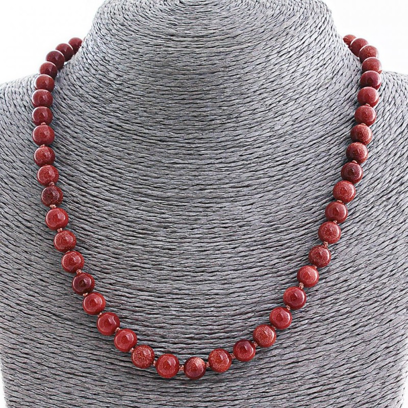Necklace Aventurine (synthetic) "Gold Sand", ball 8mm, length 50cm+