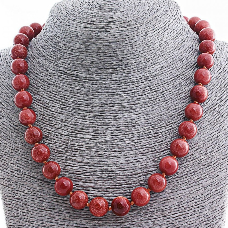Necklace Aventurine (synthetic) "Golden Sand" bead 12mm. length 50cm+