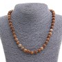 Landscape Jasper Necklace, natural stone, smooth round beads 8mm, length 47cm