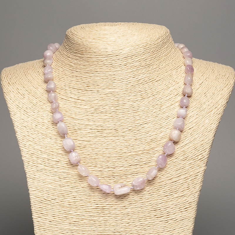 Kunzite Necklace, natural stone faceted beads, diameter 10x8mm, length 48cm
