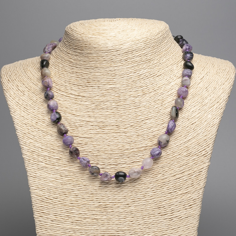 Charoite Beads Necklace, natural stone faceted beads, diameter 12×8mm, length 50cm