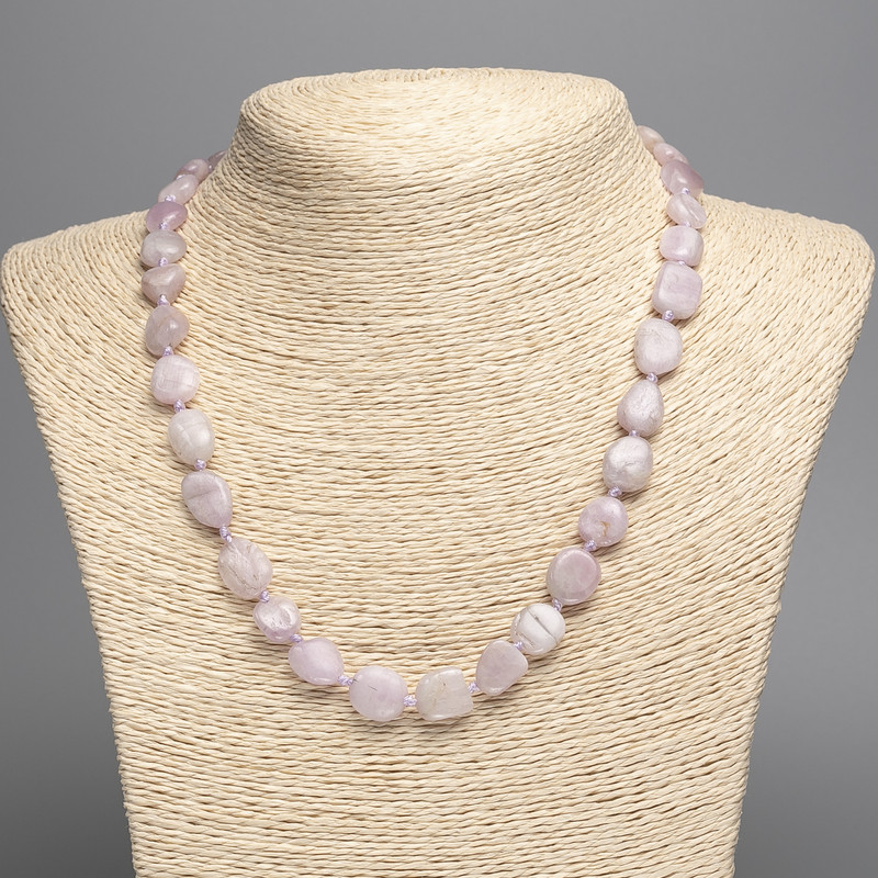 Kunzite Necklace Natural Stone Beads, Faceted, 10x11mm ±, length 51cm ±