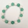 Bracelet Agate White (single) + Aquamarine (single) smooth bead, diameter 10mm±, length 18cm (stretch)